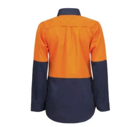 Picture of WorkCraft, Womens, Shirt, Long Sleeve, Lightweight, Hi Vis, Two Tone, Vented, Cotton Drill